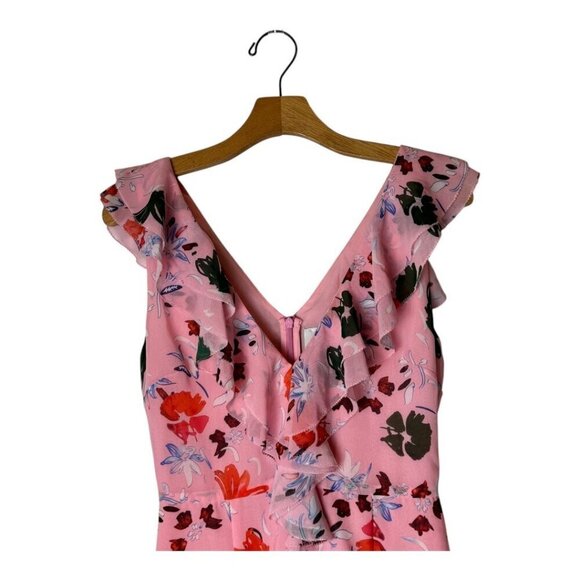 C/MEO Collective Romper Women Small Pink Floral Print V Neck Ruffled Elation‎ - Picture 4 of 12